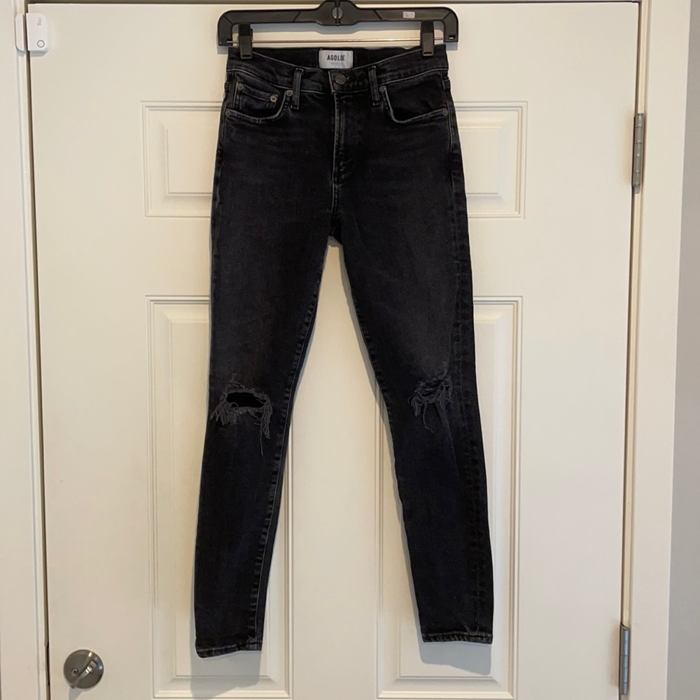 Agolde Sophie Faded Black Denim Jean, 24